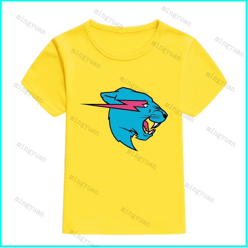 Áo Thun Unisex Tay Ngắn Dáng Rộng In Hình Mèo Tia Chớp Mingyuan Mr Beast