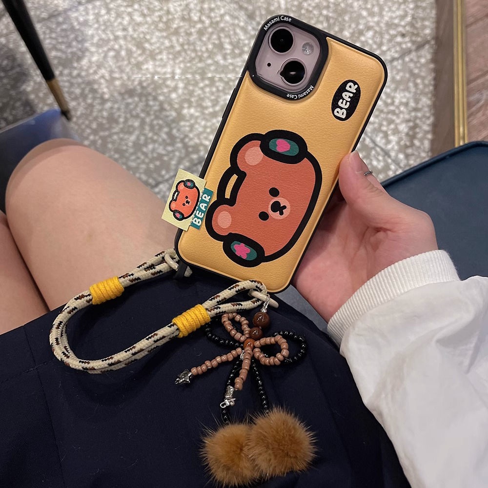 Điện Thoại Ốp Lưng Dẻo Họa Tiết Hoạt Hình Có Dây Cho apple 15 / 14 iphone13 new style 13pro 12 11