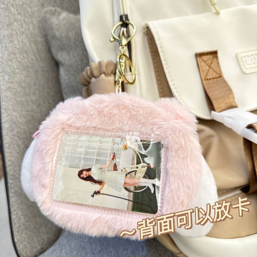 Sanrio Ví Đựng Tiền Xu / Thẻ / Tai Nghe Bằng Lông Nhung Hoạ Tiết Hoạt Hình Xinh Xắn