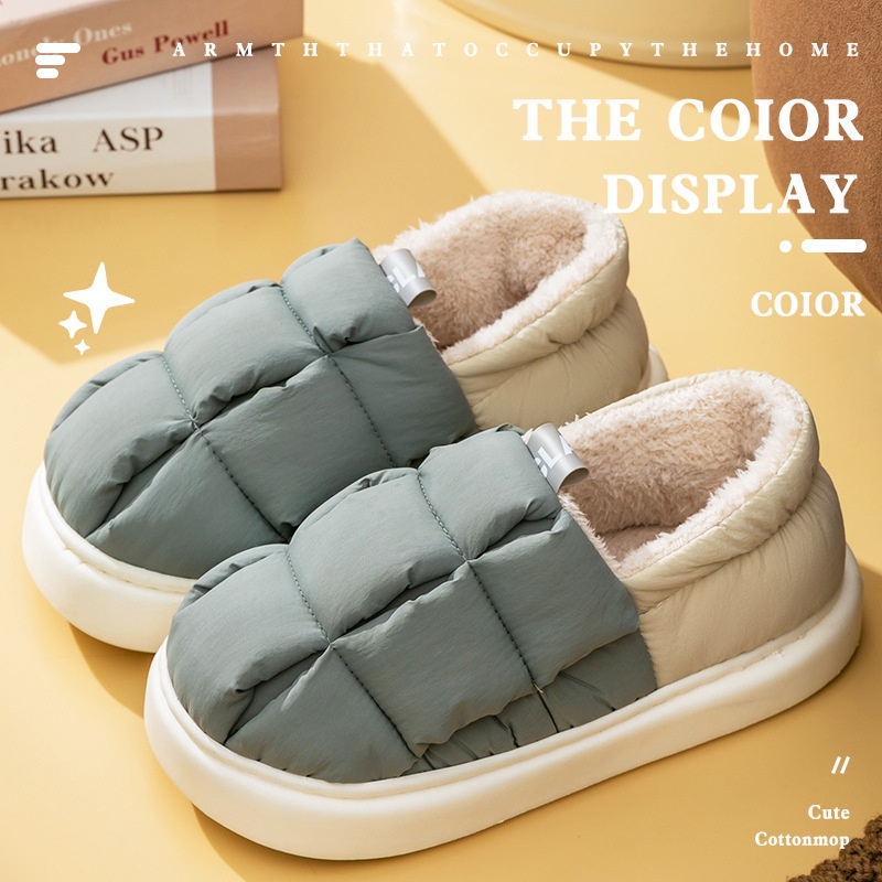 Shizhibao Dép cotton Đi Trong Nhà Mùa Đông Đơn Giản Ấm Áp Có Thể Mang Ngoài Trời Cho Nữ