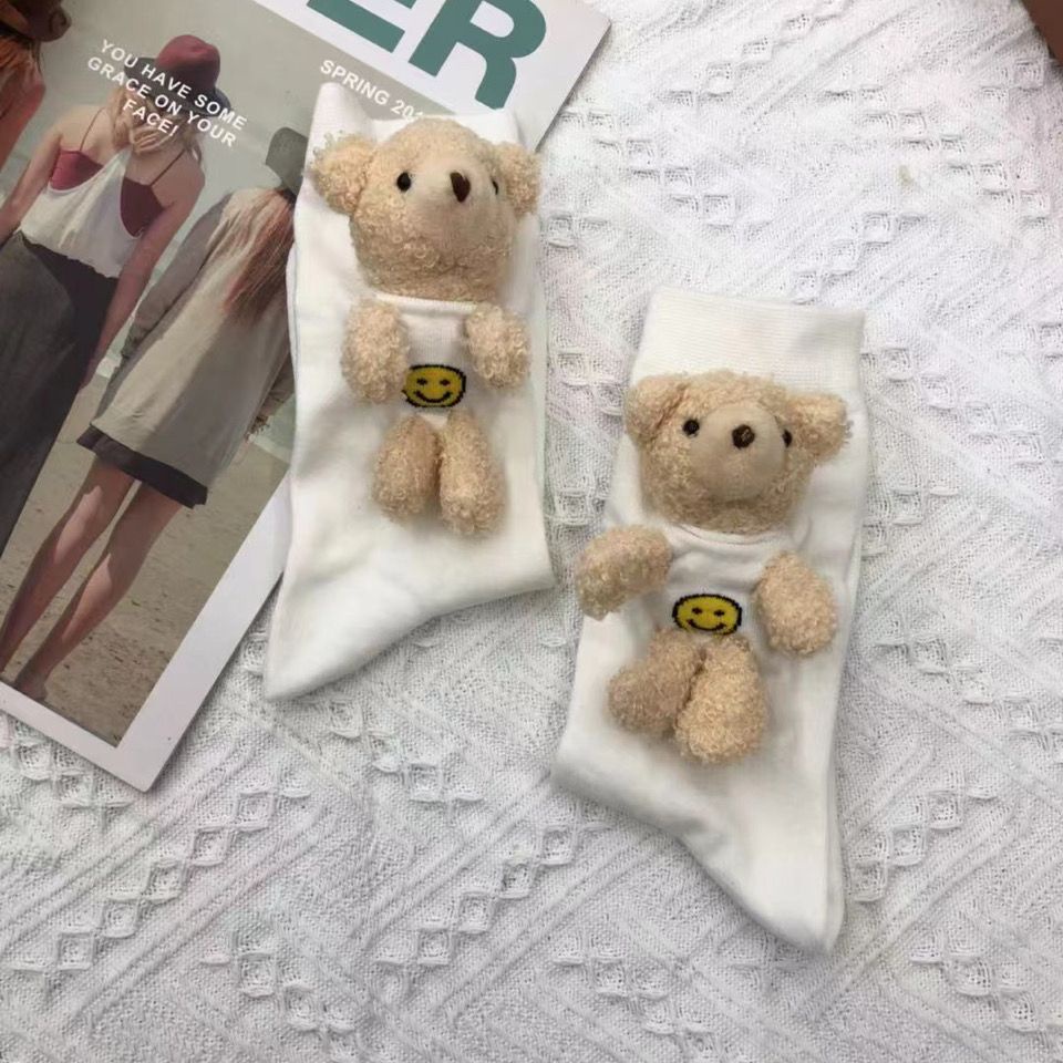 Hoạt Hình Tất Lửng In Hình Gấu Hoạt Họa Đáng Yêu Phong Cách Hàn Quốc Cho Nữ