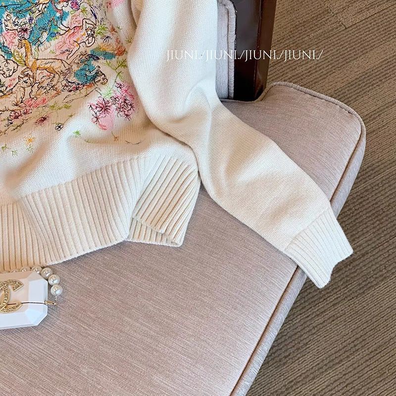 Áo sweater Cổ Tròn Tay Dài Thêu Họa Tiết Nhiều Màu Sắc Thời Trang Mùa Thu Mới Cho Nữ