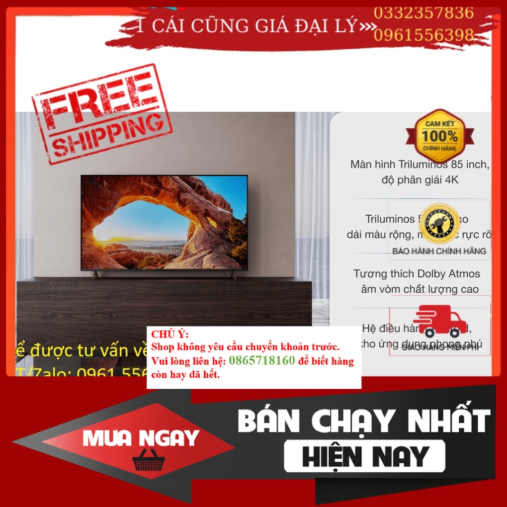 * Smart Tivi Sony 85 Inch 4K UHD KD-85X86J &lt; Chính hãng BH:24 tháng tại nhà toàn quốc&gt;