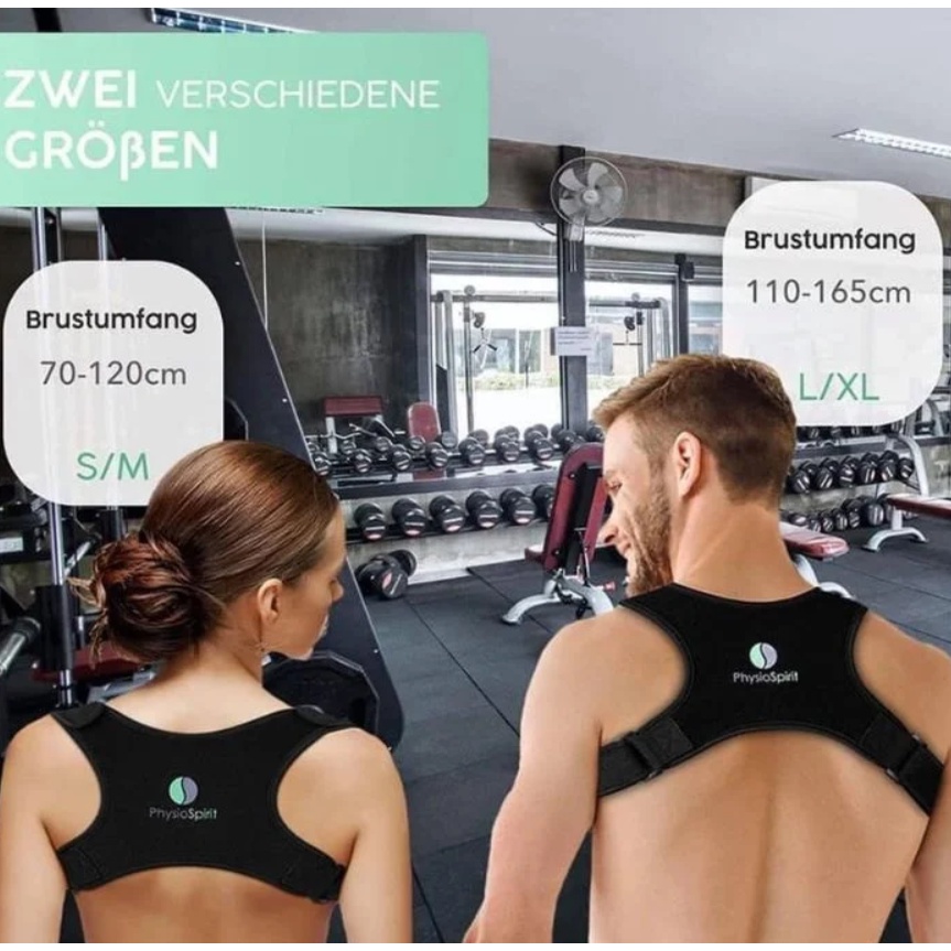 Đai Chống Gù, Định Hình Lưng PHYSIOSPIRIT, Giúp Giữ Đúng Tư Thế, Nhập Đức, Hàng Chính Hãng