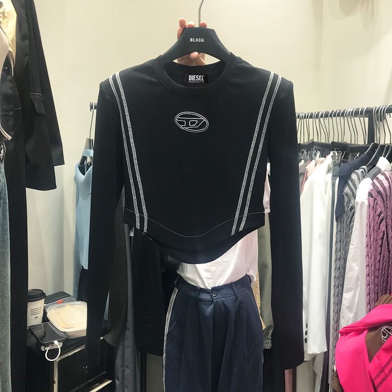 Áo Thun cotton Tay Dài Cổ Tròn Màu Trơn Dáng Ôm Thời Trang