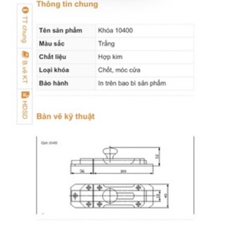 Chốt cửa Việt tiệp 10400