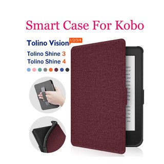 Vỏ Bao Da pu Có Quai Đeo Tay Hỗ Trợ Chức Năng Thức / Ngủ Tự Động Cho kobo tolino vision 1 2 3 4 clara hd 2018 shine 3 4 2e