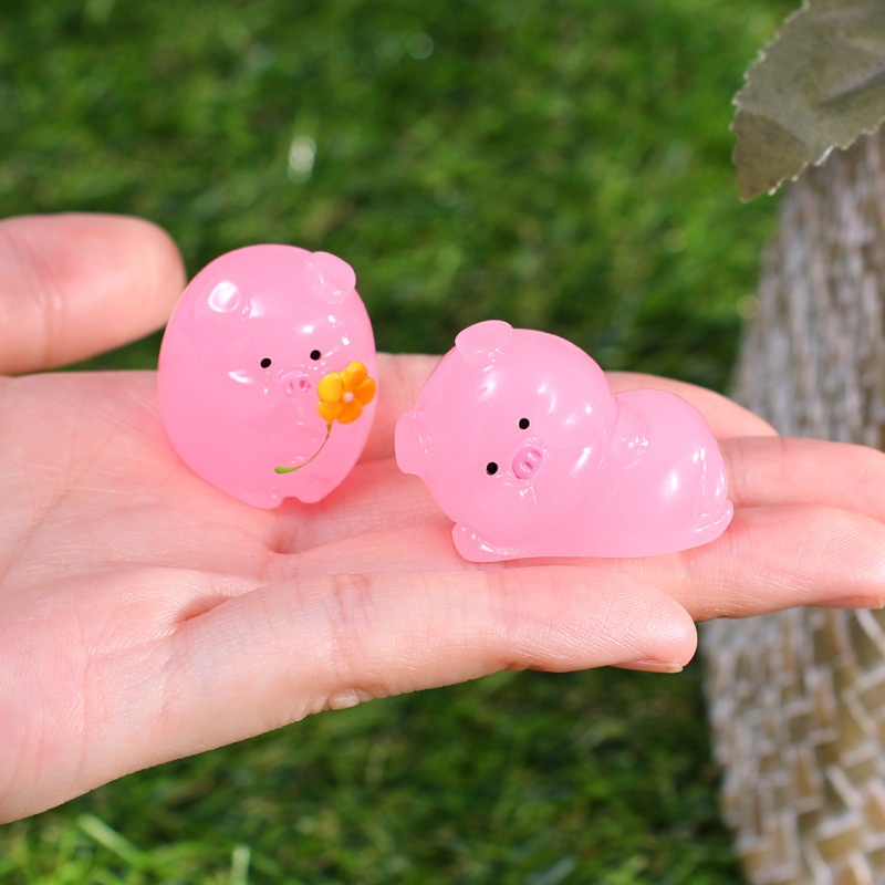 Đồ trang trí Heo Dạ Quang mini Bằng Nhựa resin Trang Trí Tiểu Cảnh Ban Đêm diy
