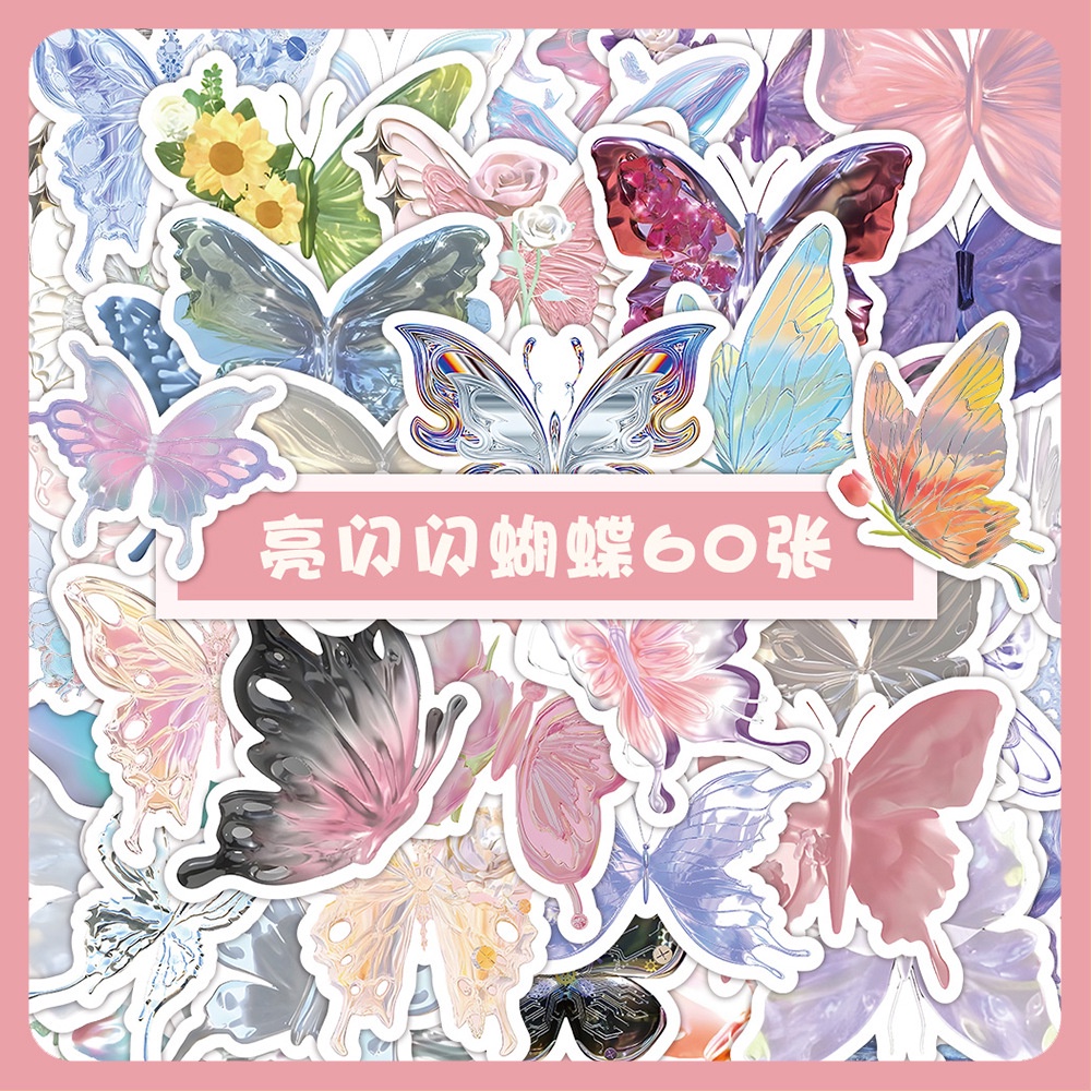 Steve Set 60 Miếng Dán Hình Bướm Lấp Lánh Trang Trí Điện Thoại / ipad