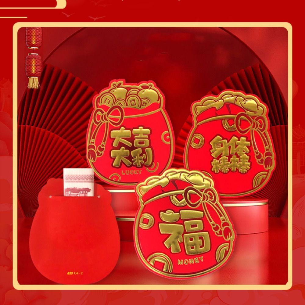 Mmluck Bộ 6 Bao Lì Xì Đỏ Phong Cách Truyền Thống Hoạt Hình Rồng May Mắn