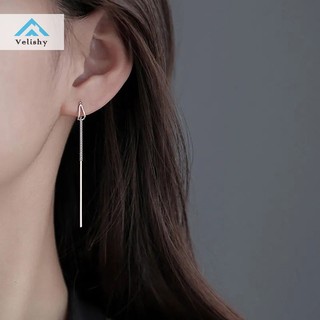 Velishy khuyên tai dáng dài hình hộp dây xích đơn giản thời trang cho nữ