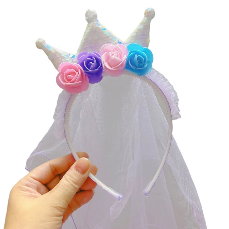 Cài Tóc Hình Vương Miện Công Chúa Đính Kim Sa Lấp Lánh Cho Bé Gái