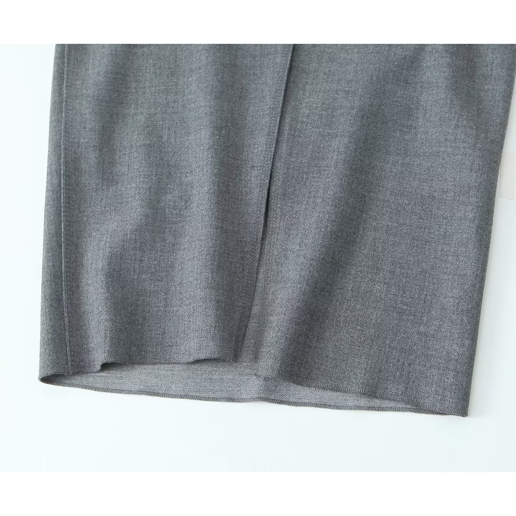 Bán Buôn Váy Xi Lanh Thẳng Màu Xám Lửng Dài Nửa Váy 7512