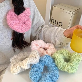 Dây Buộc Tóc Cao Su Bọc Vải Len Lông Cừu Màu Đỏ Hồng Thời Trang Thu Đông Dễ Thương Dành Cho Bạn Nữ