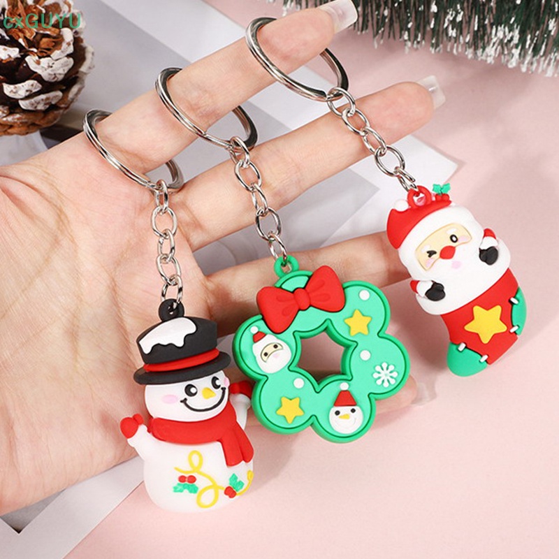 Móc Khóa Cao Su Mềm Hình Ông Già Noel Tuần Lộc Bánh Mì Giáng Sinh Dễ Thương Làm Quà Tặng prta