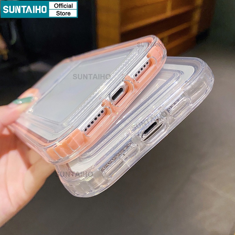 Suntaiho Ốp Điện Thoại Silicon tpu Mềm Trong Suốt Siêu Mỏng Có Ngăn Đựng Thẻ Cho iphone 15 14 12 13 11 pro max ip 7 8plus x xs xr xs max