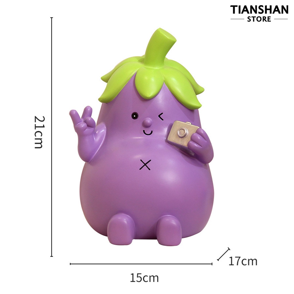 Tianshan Ống Heo Tiết Kiệm Tiền Hình Quả Cà Tím Hoạt Hình Đáng Yêu Sức Chứa Lớn Đa Năng Trang Trí Phòng Khách / Phòng Ngủ Cho Bé