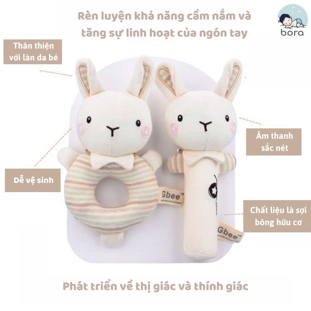 Đồ chơi lục lạc thú nhồi bông Gbee chính hãng, lục lạc cầm tay cao cấp giúp bé phát triển giác quan