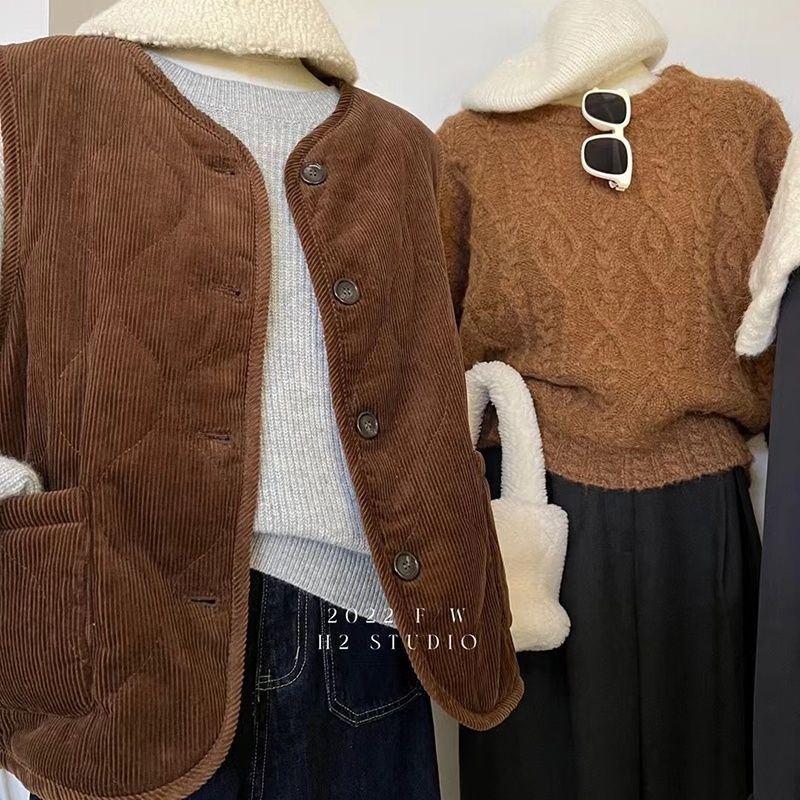 Áo Khoác cotton Sát Nách Dáng Rộng Phong Cách Hàn Quốc Thời Trang Thu Đông Mới