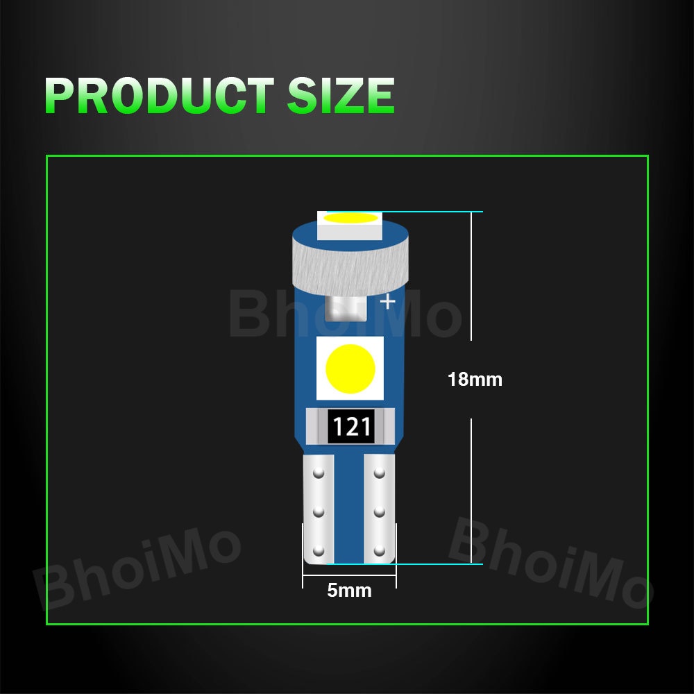 Bhoimo Bóng Đèn led t5 w3w 3smd 3030 led 73 74 Cảnh Báo Góc Quay Bản Đồ Xe Hơi dc12v