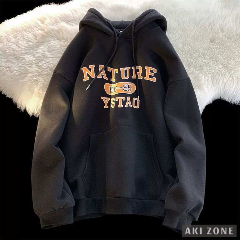 Áo hoodie Dáng Rộng Thời Trang Thu Xuân Phong Cách retro Mỹ Cho Nam