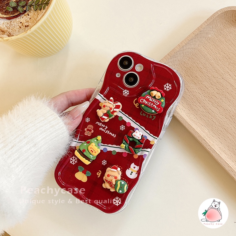 Ốp Điện Thoại tpu Mềm Chống Sốc Gắn Dây Xích Hình Cây Thông Giáng Sinh 3d Cho iphone 15 14 13 12 pro max 11 15promax 15pro