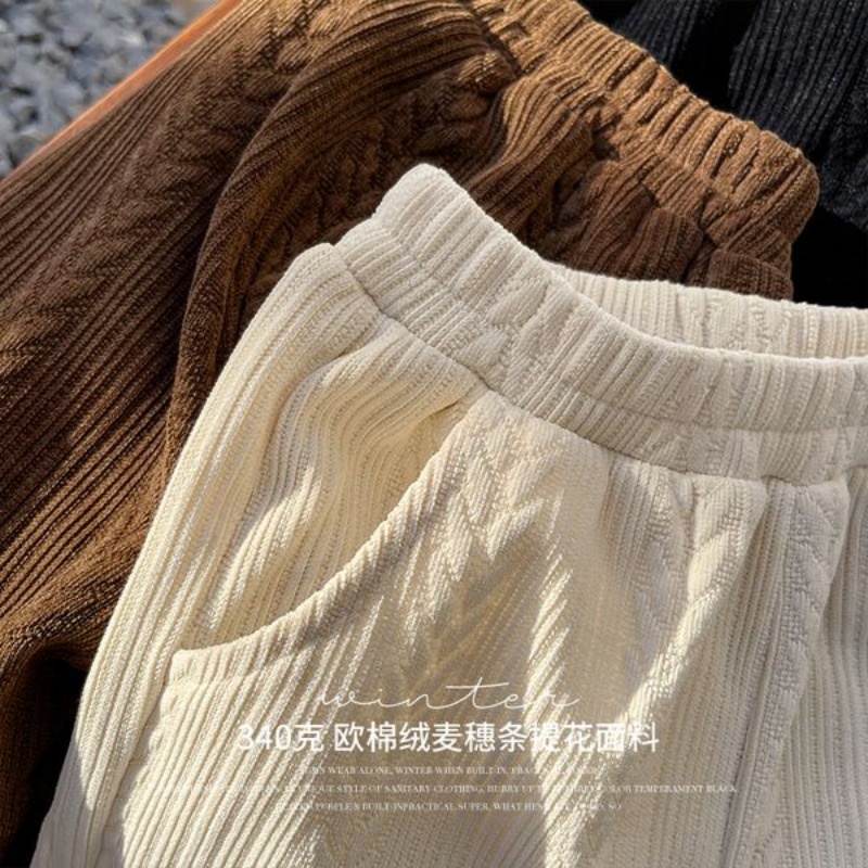 Quần Dài Vải Nhung Ống Rộng Thời Trang Thu Đông Cho Bé Gái