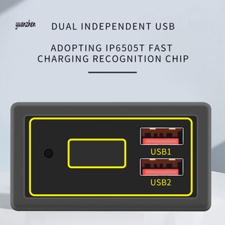 Yuanzhen vôn kế điện áp chỉ báo pin màn hình lcd 12v / 24v với cổng sạc usb sạc nhanh cho xe hơi
