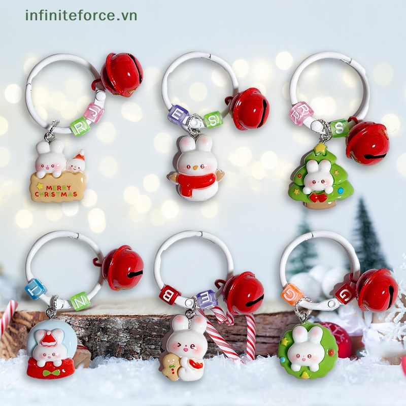 Móc Khóa Hình Thỏ / Cây Thông / Người Tuyết Hoạt Hình Dễ Thương Dùng Làm Quà Tặng Giáng Sinh