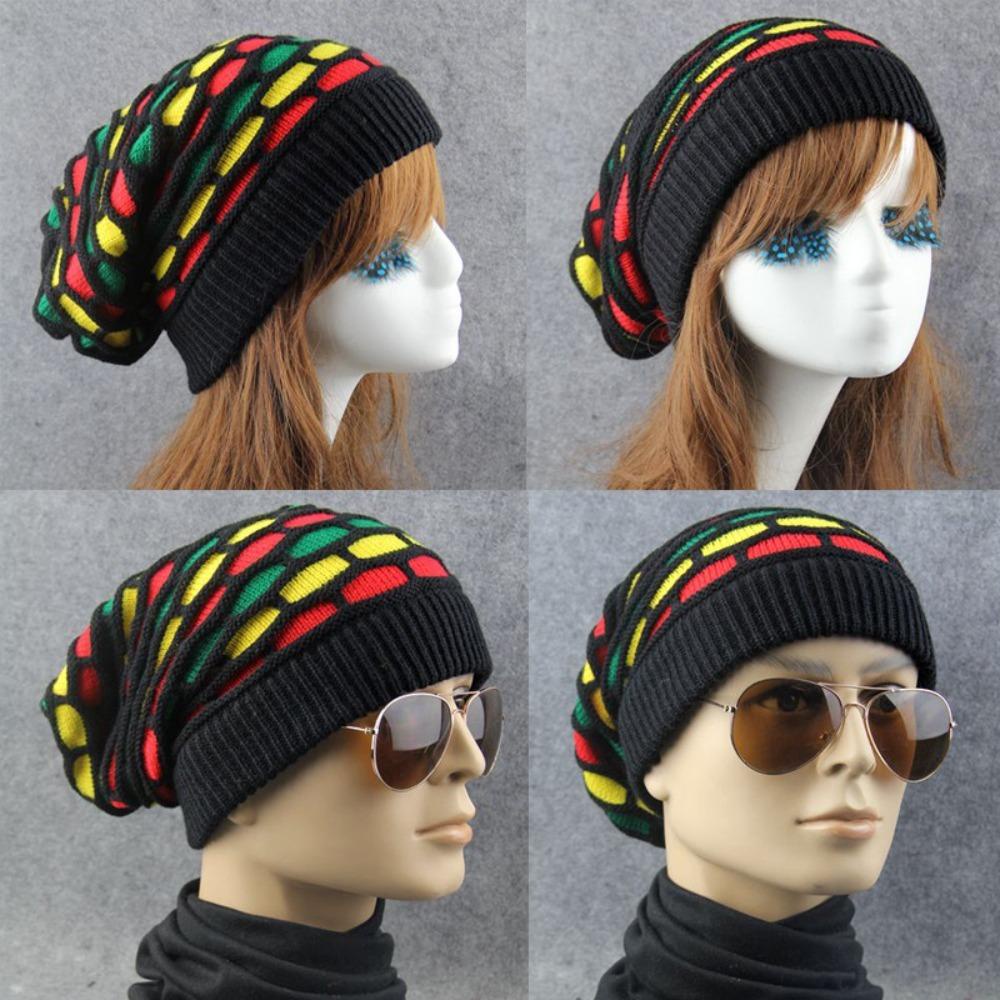 Mũ beret Dệt Kim Dày Dặn Ấm Áp Màu Sắc Cầu Vồng Phong Cách hip hop rowan1