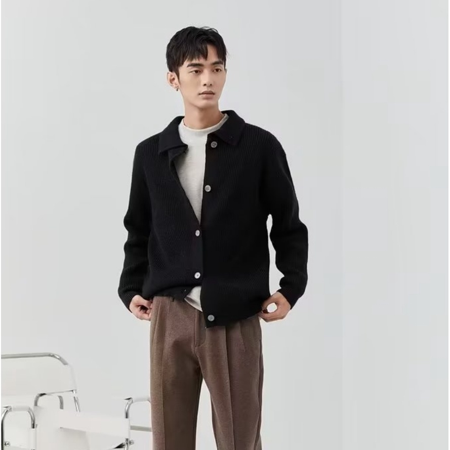 Áo Khoác cardigan Dệt Kim Phong Cách retro Thời Trang Thu Đông 2023 Cho Nam Giới