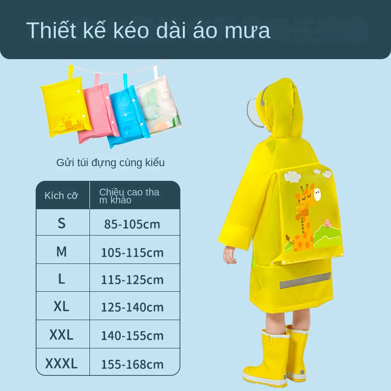 Áo Mưa Một Mảnh Phong Cách Hàn Quốc Cho Bé Gái Tiểu Học