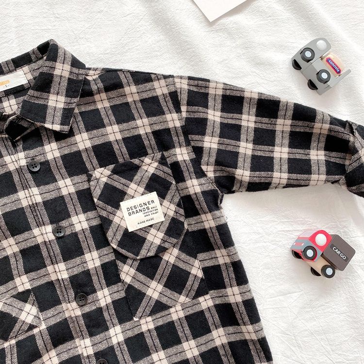 Áo Sơ Mi cotton Dáng Rộng Phong Cách Hàn Quốc Thời Trang Xuân Thu Cho Bé Trai