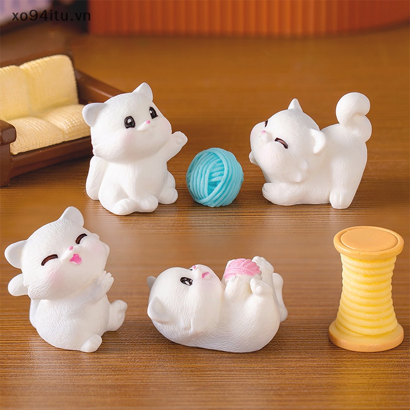 Xoitu Tượng Mèo Trắng Hoạt Hình Mini Dễ Thương Trang Trí Tiểu Cảnh diy vn
