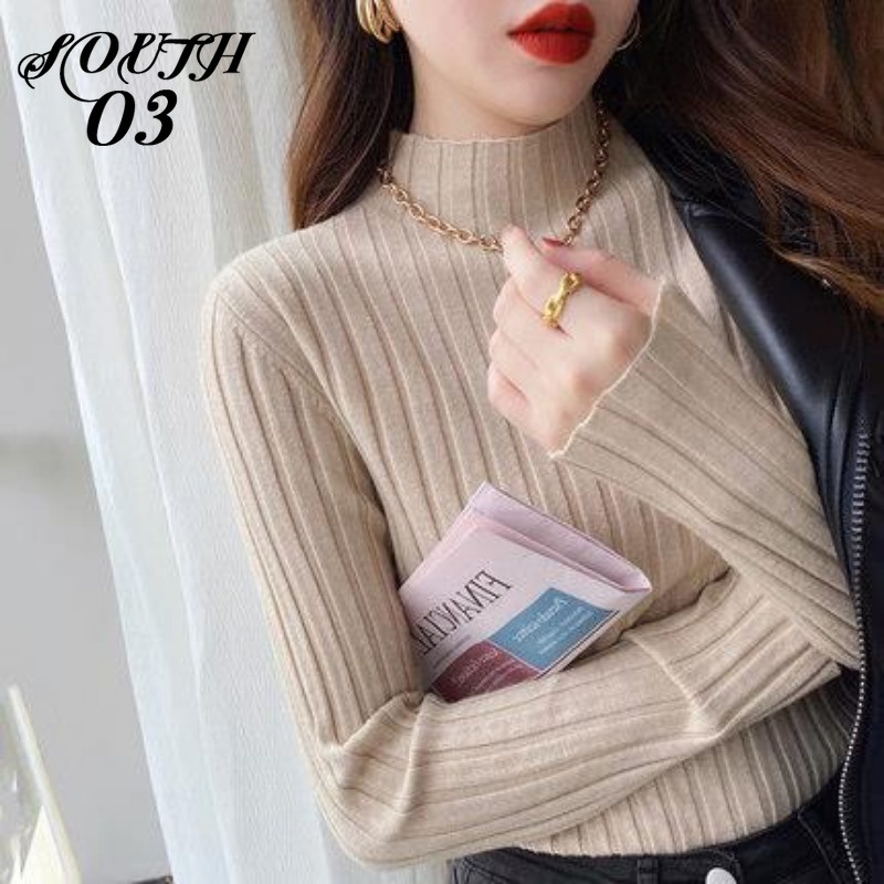 Áo sweater Dệt Kim Cổ Cao Dáng Ôm Thời Trang Thu Đông Hàng Mới 2023 Dành Cho Bạn Nữ