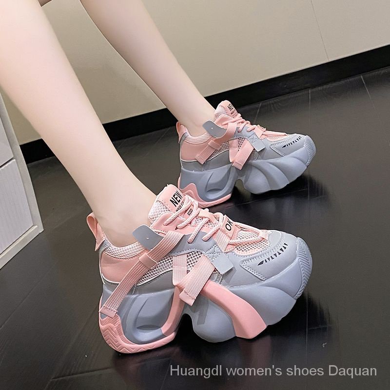 Giày Sneaker Đế Dày Phối Lưới Thoáng Khí Màu Sắc Thời Trang Cho Nữ