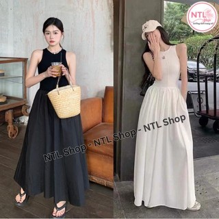  Đầm maxi 3 lỗ xòe sát nách quảng châu váy xòe 3 lỗ tiểu thư sang trọng đầm váy đi biển dài đẹp đầm tao bao đẹp L2 