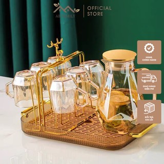 Bộ Bình Thủy Tinh Hổ Phách Sang Trọng, Bình Thủy Tinh Pha Lê  Đơn Giản Tinh Tế