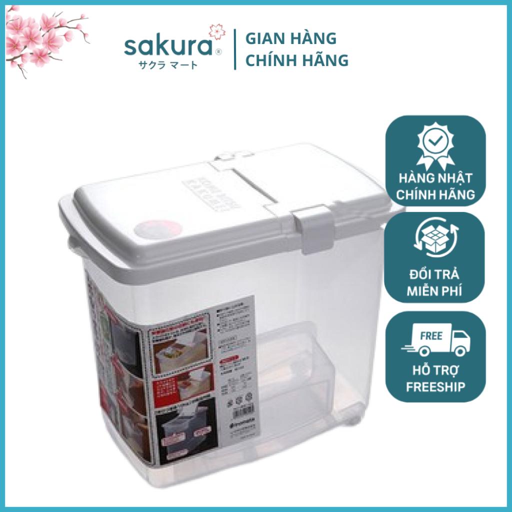 Thùng gạo 10kg nắp bật chắn, có bánh xe thông minh dễ dàng di chuyển - Hàng nội địa Nhật Bản