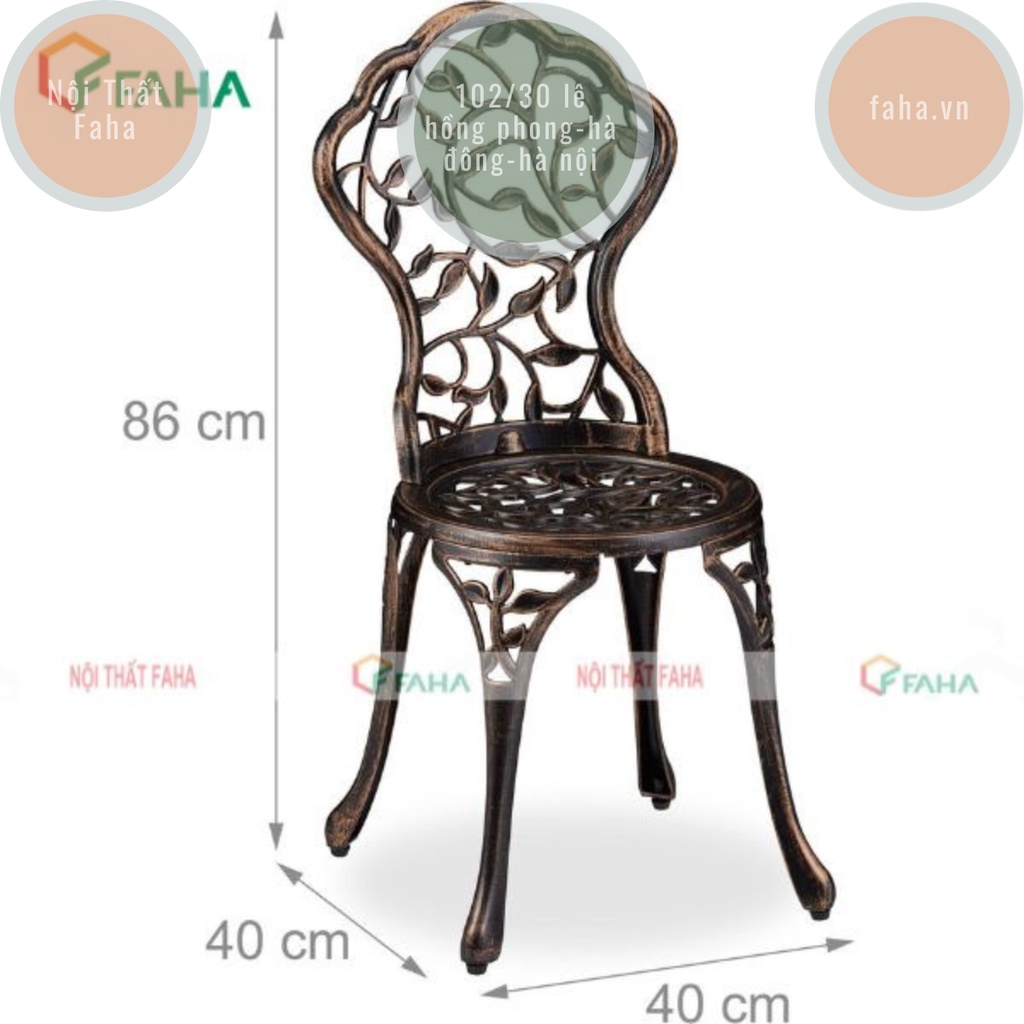 Bàn Ghế Nhôm Đúc Sân Vườn Lá Cây ND02--Nội Thất Faha - Bảo Hành 1 Năm
