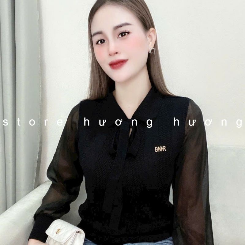 Áo len tay dài pha voan