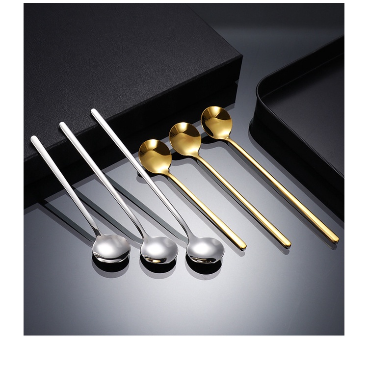 Thìa inox tay cầm dài thìa cà phê chất lượng cao thìa khuấy gia đình