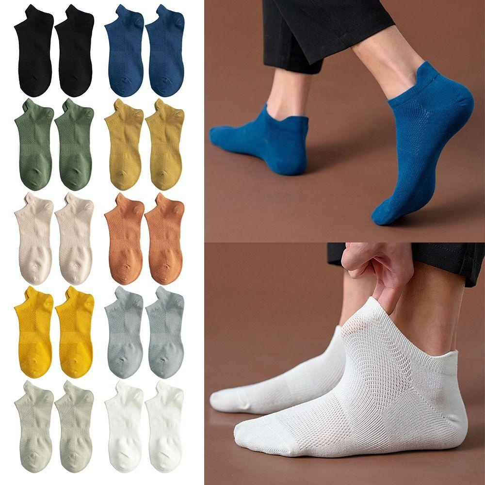 Vớ Thể Thao cotton Lưới Cổ Thấp Thấm Hút Mồ Hôi Thoáng Khí Màu Trơn