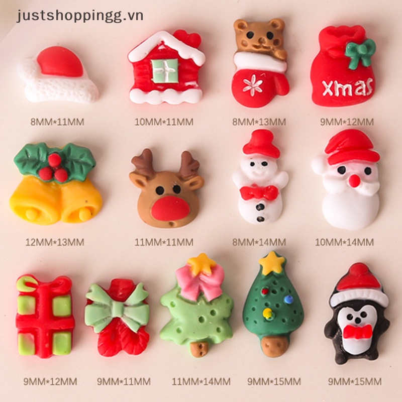Set 20 Phụ Kiện Trang Trí Móng Tay 3d Hình Ông Già Noel Hoạt Hình Xinh Xắn
