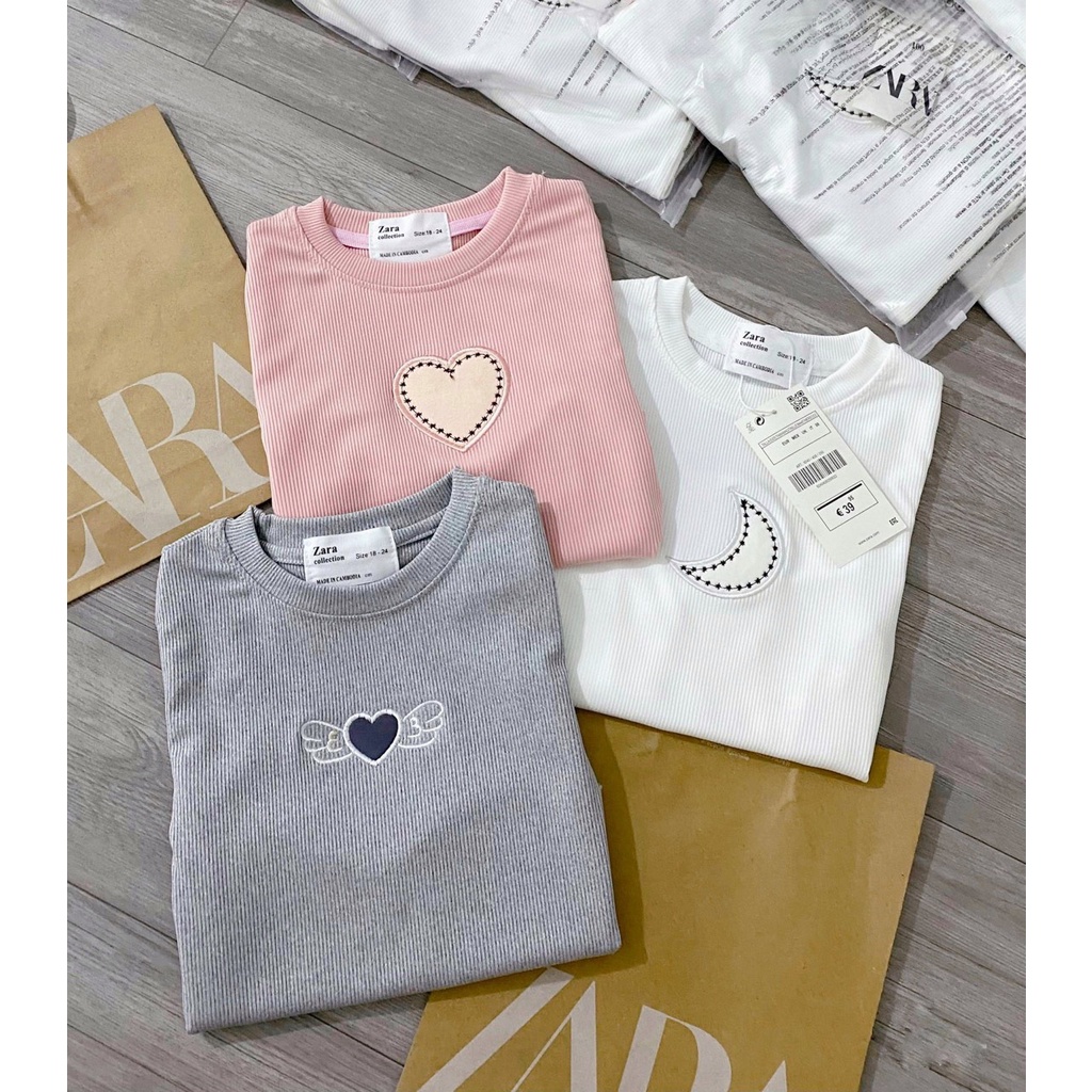 ✨MALINHKID✨CB0561 Combo 3 áo TIM TRĂNG trẻ em cổ tròn dài tay