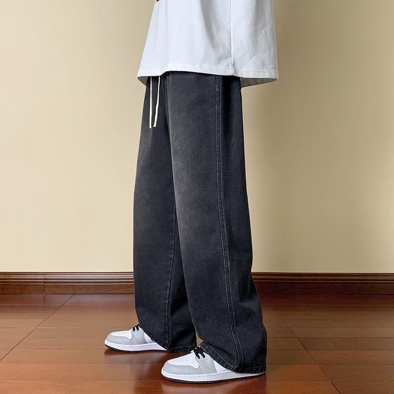 Quần jean nam phong cách retro Mỹ xuân thu quần ống rộng ống rộng kiểu Âu Mỹ đẹp trai hiphop gradie