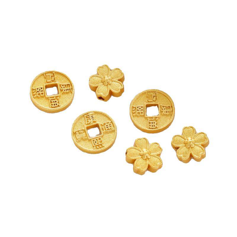 Mặt Dây Chuyền Cát Vàng Cát Hoa Anh Đào Năm Cánh Xuyên Lỗ Kaingxi tongbao
