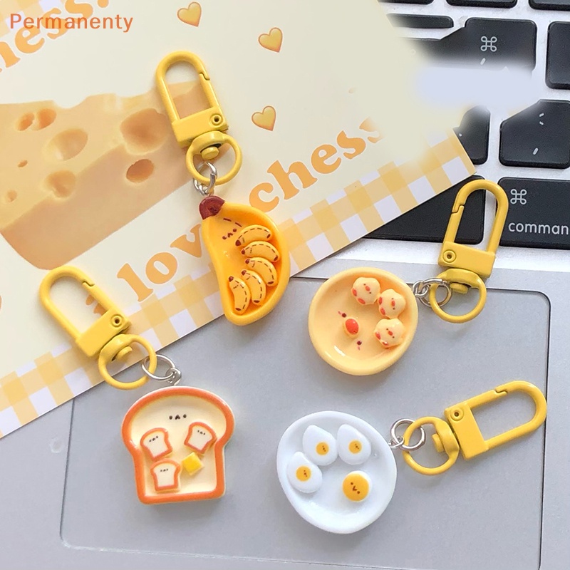 Móc Khóa Trang Trí Ba Lô / Túi Xách Hình Bánh Mì Trứng / Quả Chuối Hoạt Hình Sáng Tạo Dễ Thương