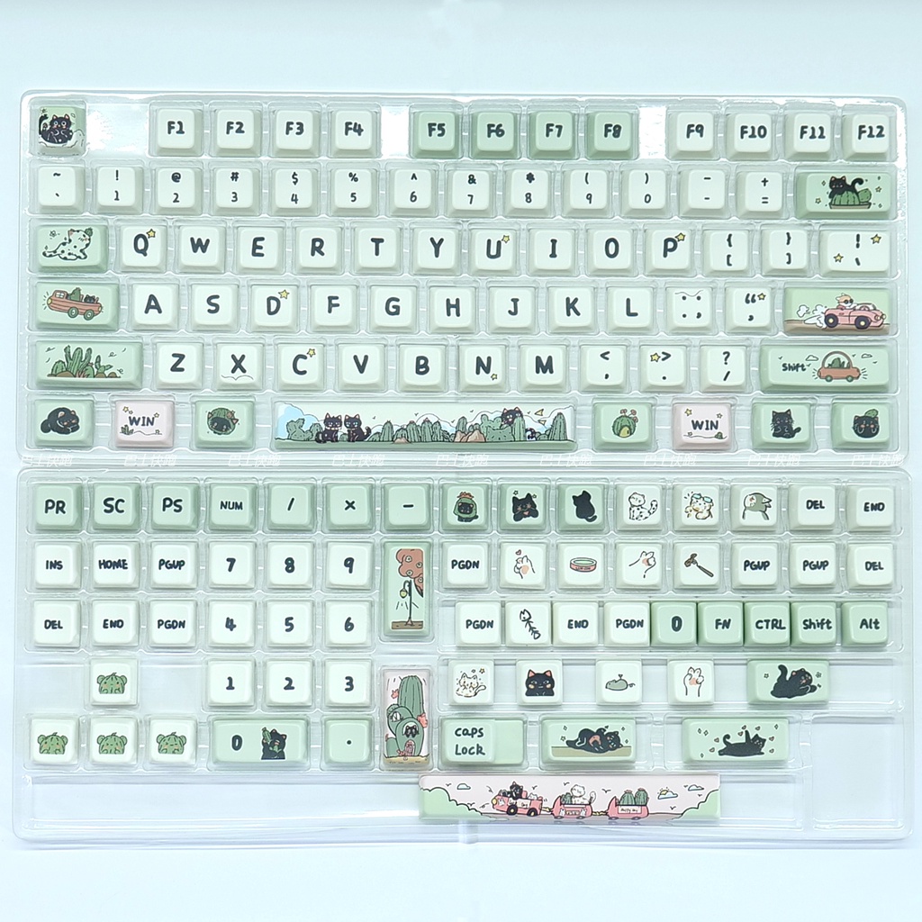 Cactus Cat Keycaps MDA Profile dễ thương PBT Dye Sub Bàn Phím Cơ Keycap