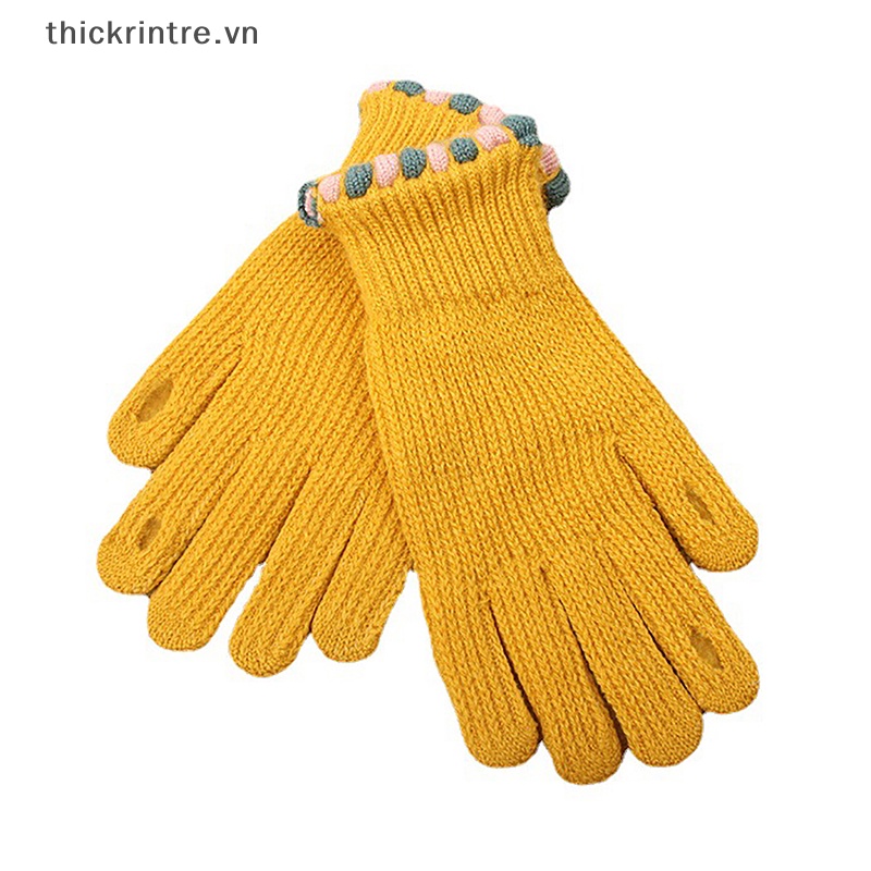 Găng Tay Len Giữ Ấm Cảm Ứng Màn Hình Cho Nam Nữ